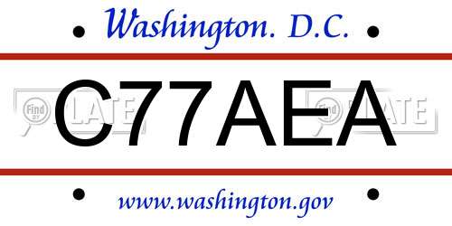 C77AEA District Of Columbia License Plate