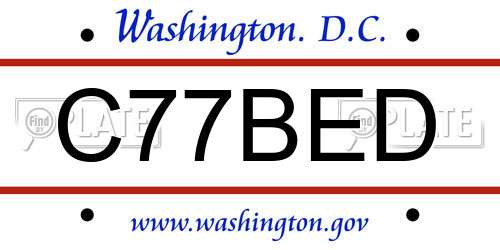 C77BED District Of Columbia License Plate