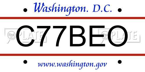 C77BEO District Of Columbia License Plate