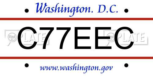 C77EEC District Of Columbia License Plate