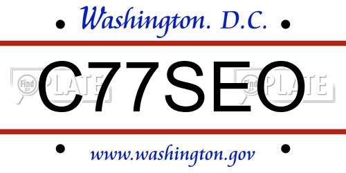 C77SEO District Of Columbia License Plate