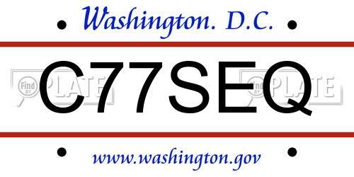 C77SEQ District Of Columbia License Plate