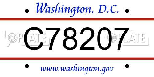 C78207 District Of Columbia License Plate