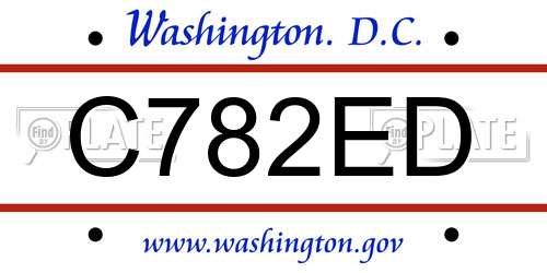 C782ED District Of Columbia License Plate