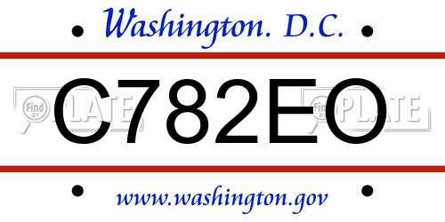 C782EO District Of Columbia License Plate