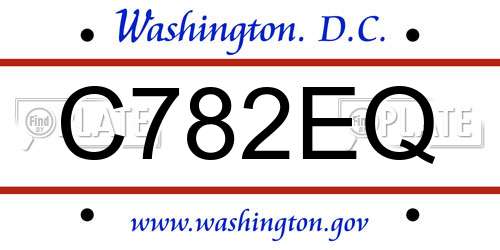 C782EQ District Of Columbia License Plate