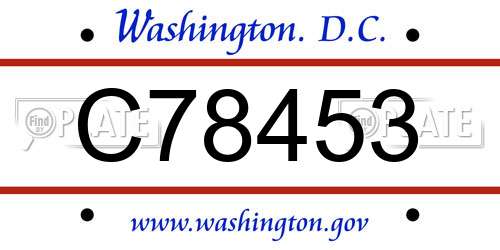 C78453 District Of Columbia License Plate