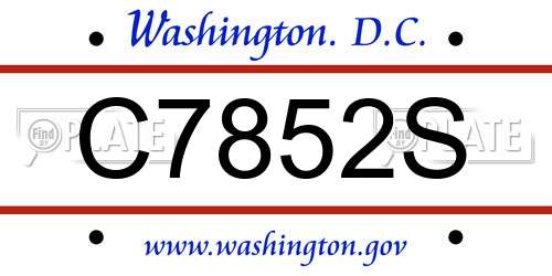 C7852S District Of Columbia License Plate
