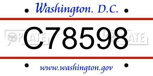 C78598 District Of Columbia License Plate