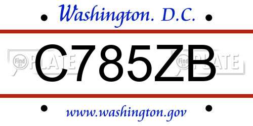 C785ZB District Of Columbia License Plate
