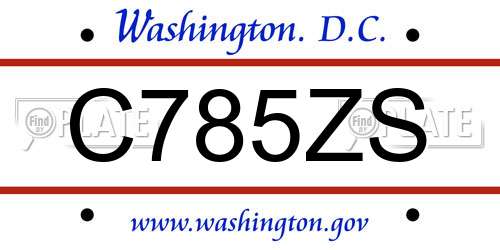 C785ZS District Of Columbia License Plate
