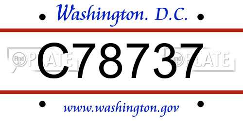 C78737 District Of Columbia License Plate