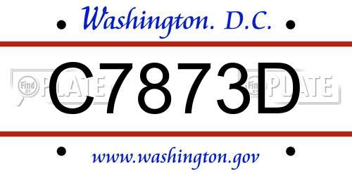 C7873D District Of Columbia License Plate