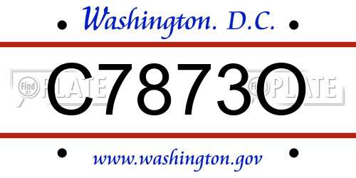 C7873O District Of Columbia License Plate