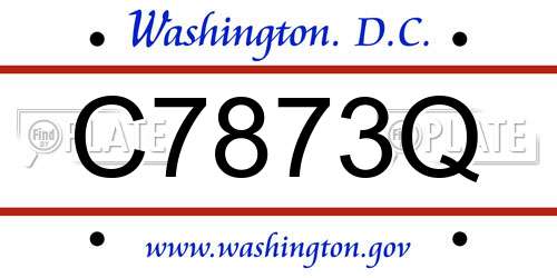 C7873Q District Of Columbia License Plate