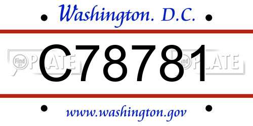 C78781 District Of Columbia License Plate