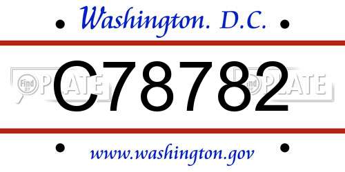 C78782 District Of Columbia License Plate