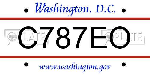 C787EO District Of Columbia License Plate