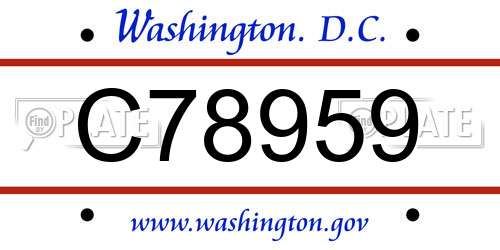 C78959 District Of Columbia License Plate