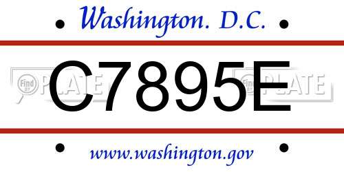 C7895E District Of Columbia License Plate