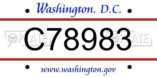 C78983 District Of Columbia License Plate