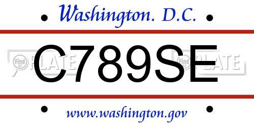 C789SE District Of Columbia License Plate