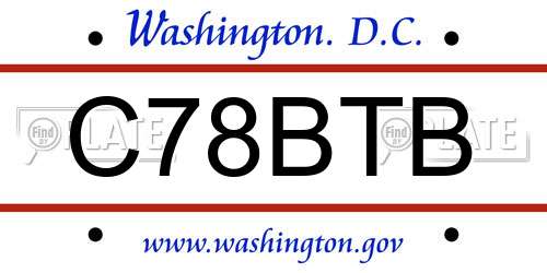 C78BTB District Of Columbia License Plate
