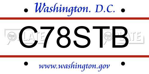 C78STB District Of Columbia License Plate
