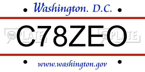 C78ZEO District Of Columbia License Plate
