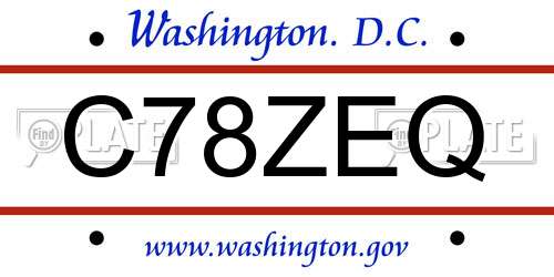 C78ZEQ District Of Columbia License Plate