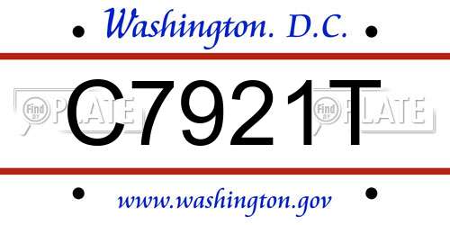 C7921T District Of Columbia License Plate
