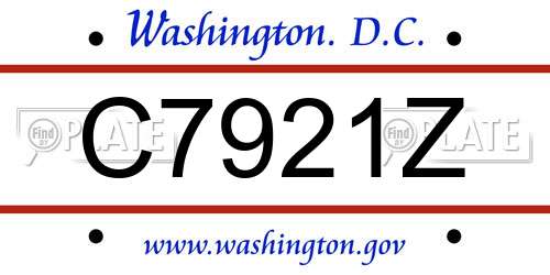 C7921Z District Of Columbia License Plate