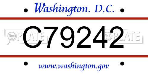 C79242 District Of Columbia License Plate