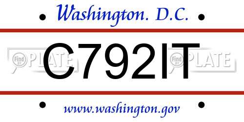 C792IT District Of Columbia License Plate