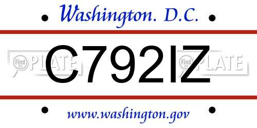 C792IZ District Of Columbia License Plate