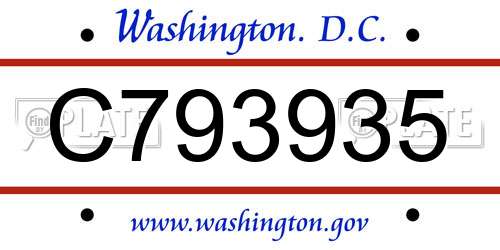 C793935 District Of Columbia License Plate