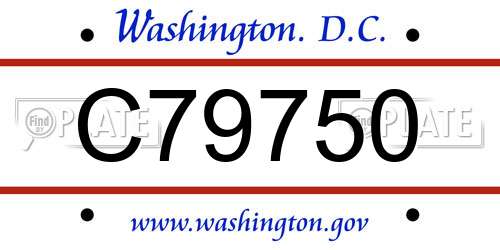 C79750 District Of Columbia License Plate