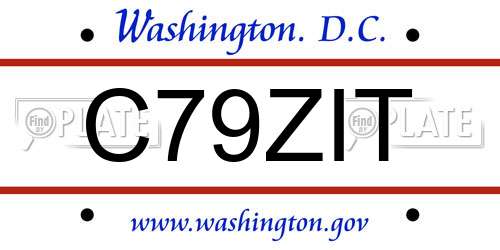 C79ZIT District Of Columbia License Plate