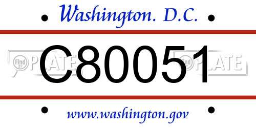 C80051 District Of Columbia License Plate