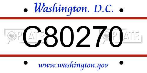 C80270 District Of Columbia License Plate