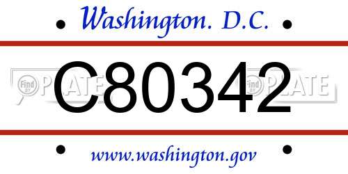 C80342 District Of Columbia License Plate