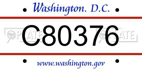 C80376 District Of Columbia License Plate