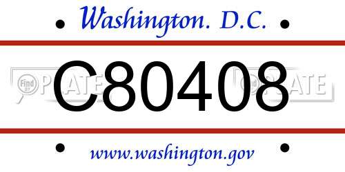 C80408 District Of Columbia License Plate
