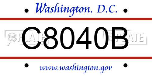 C8040B District Of Columbia License Plate