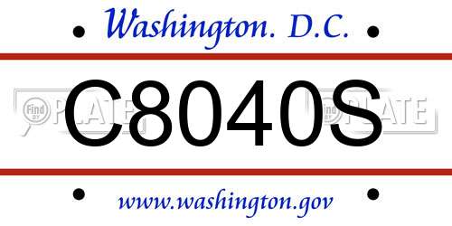 C8040S District Of Columbia License Plate