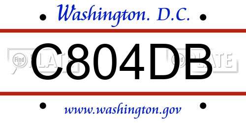 C804DB District Of Columbia License Plate