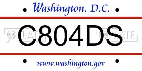 C804DS District Of Columbia License Plate