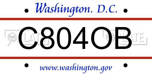 C804OB District Of Columbia License Plate