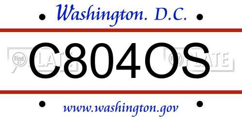 C804OS District Of Columbia License Plate