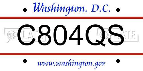 C804QS District Of Columbia License Plate